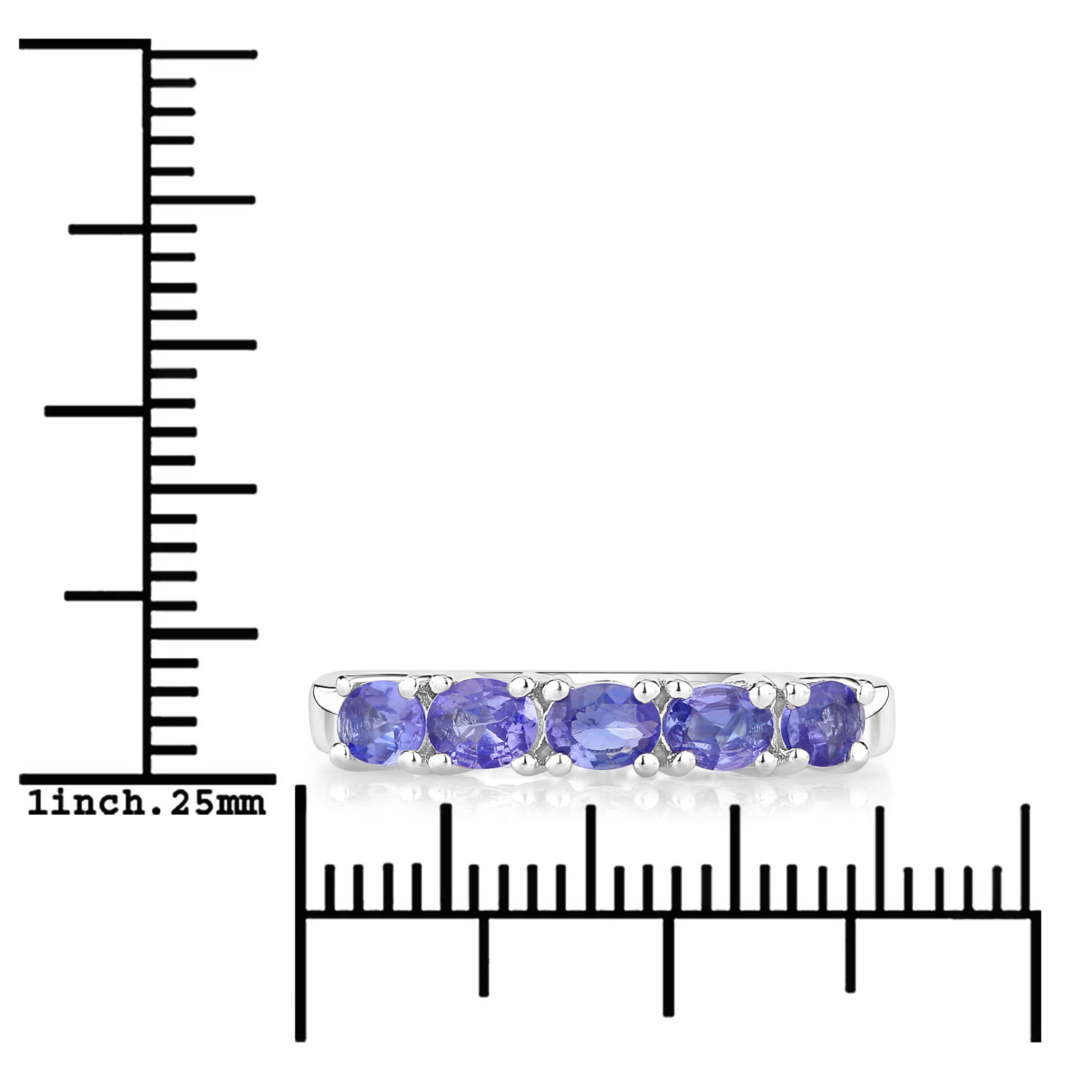 0.85 Carat Genuine Tanzanite .925 Sterling Silver Ring