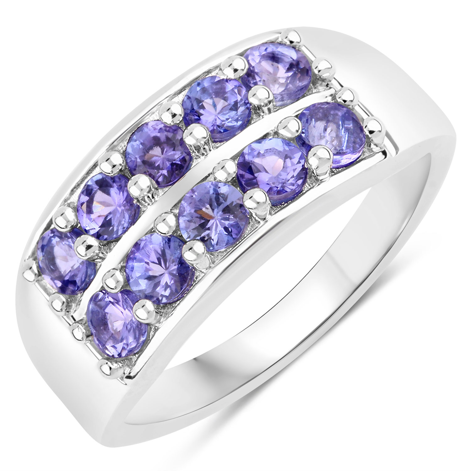 1.00 Carat Genuine Tanzanite .925 Sterling Silver Ring