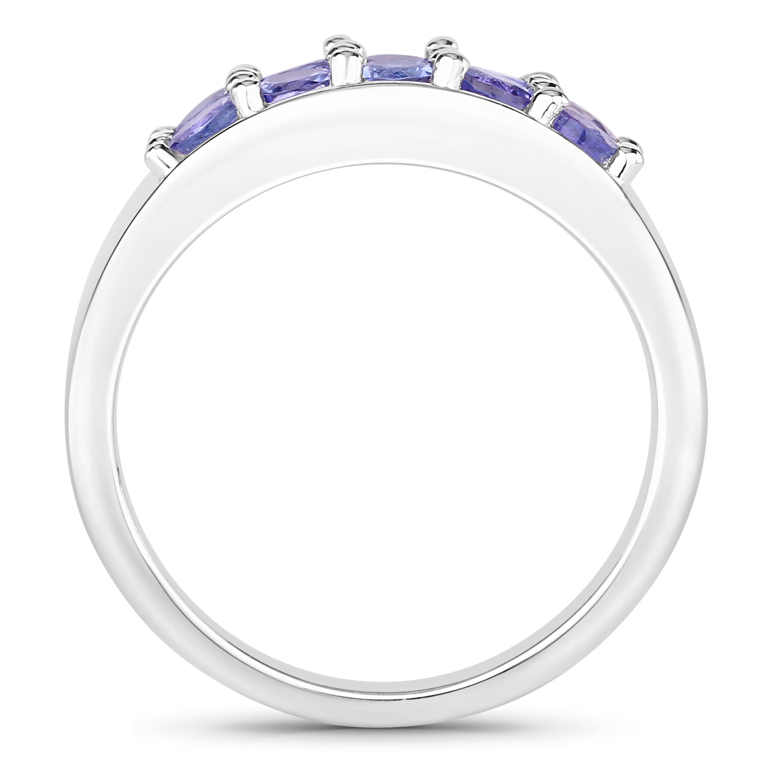 1.00 Carat Genuine Tanzanite .925 Sterling Silver Ring