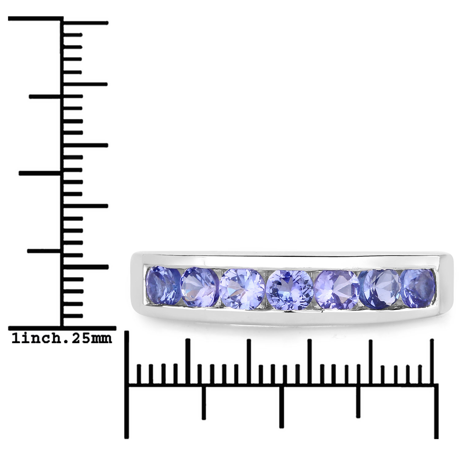 0.79 Carat Genuine Tanzanite .925 Sterling Silver Ring