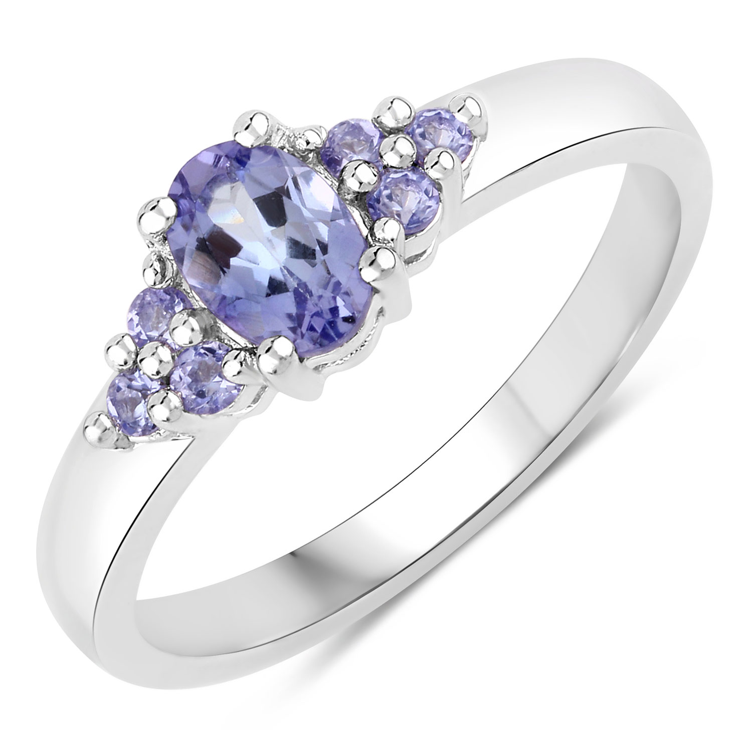 0.62 Carat Genuine Tanzanite .925 Sterling Silver Ring
