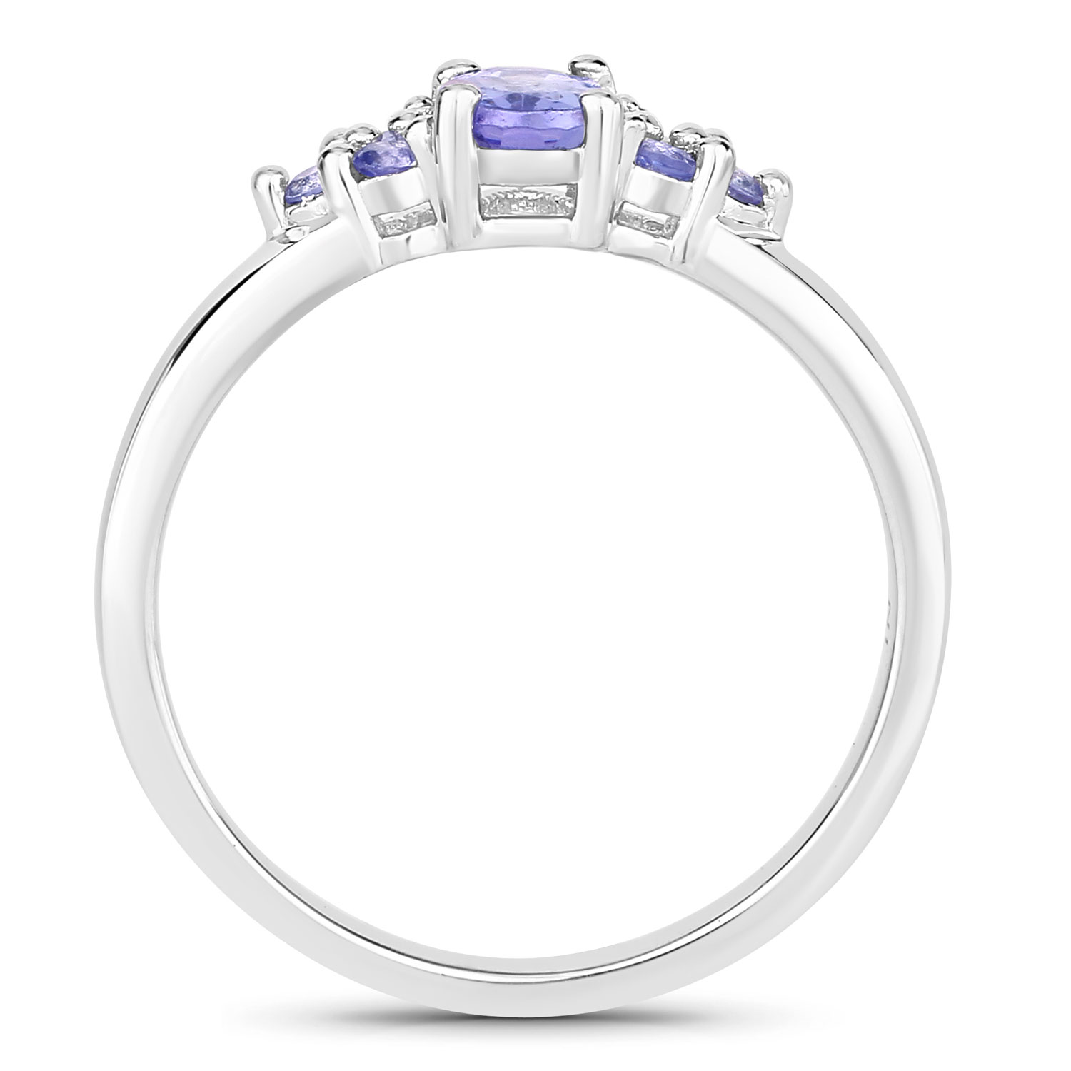0.62 Carat Genuine Tanzanite .925 Sterling Silver Ring