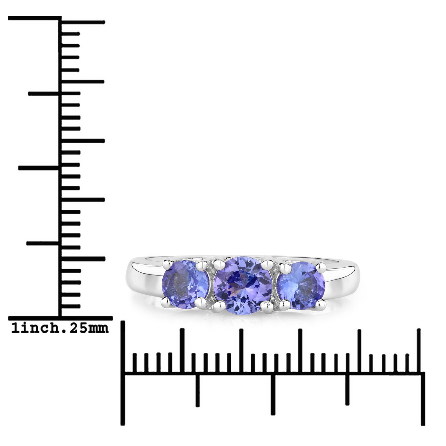 0.93 Carat Genuine Tanzanite .925 Sterling Silver Ring
