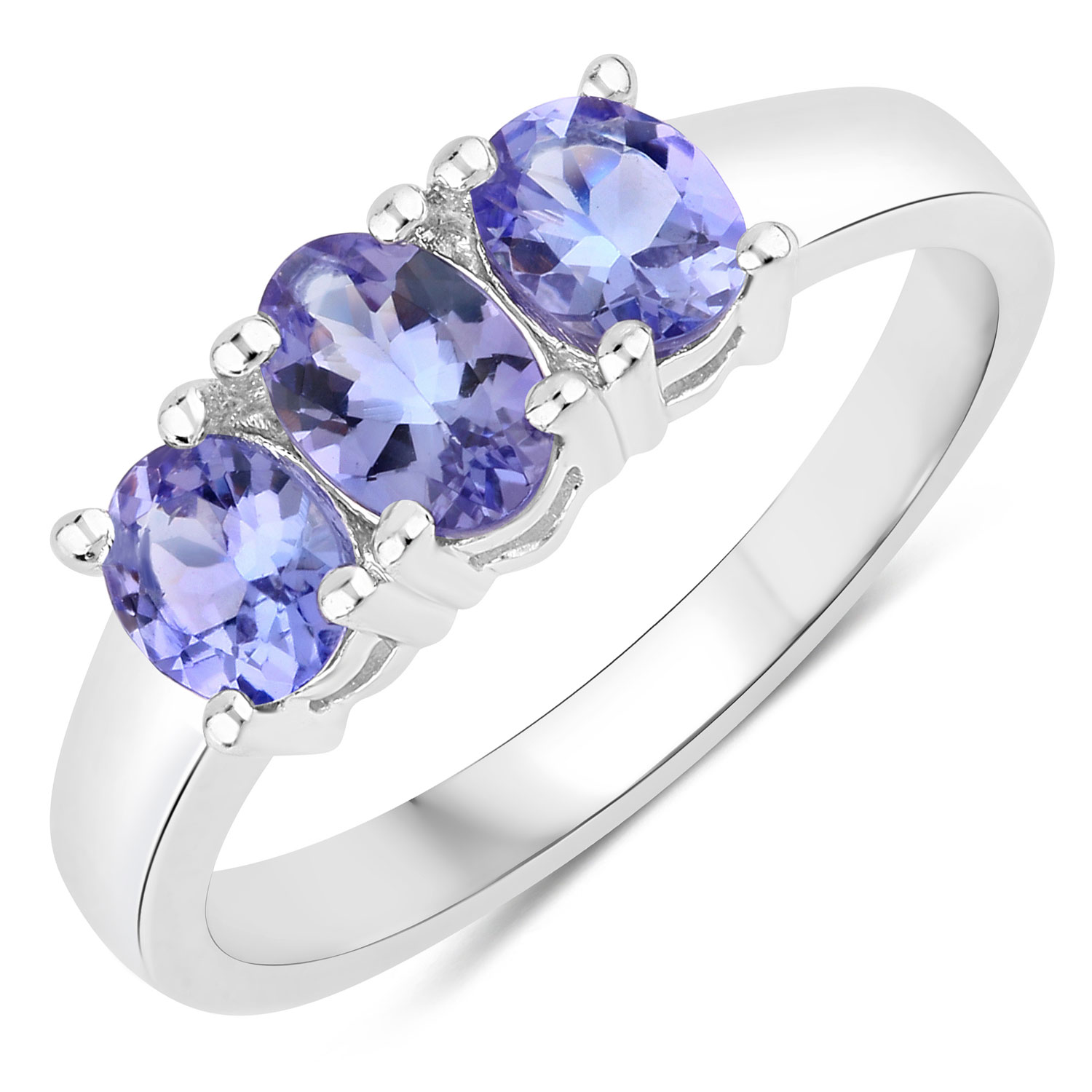 1.10 Carat Genuine Tanzanite .925 Sterling Silver Ring