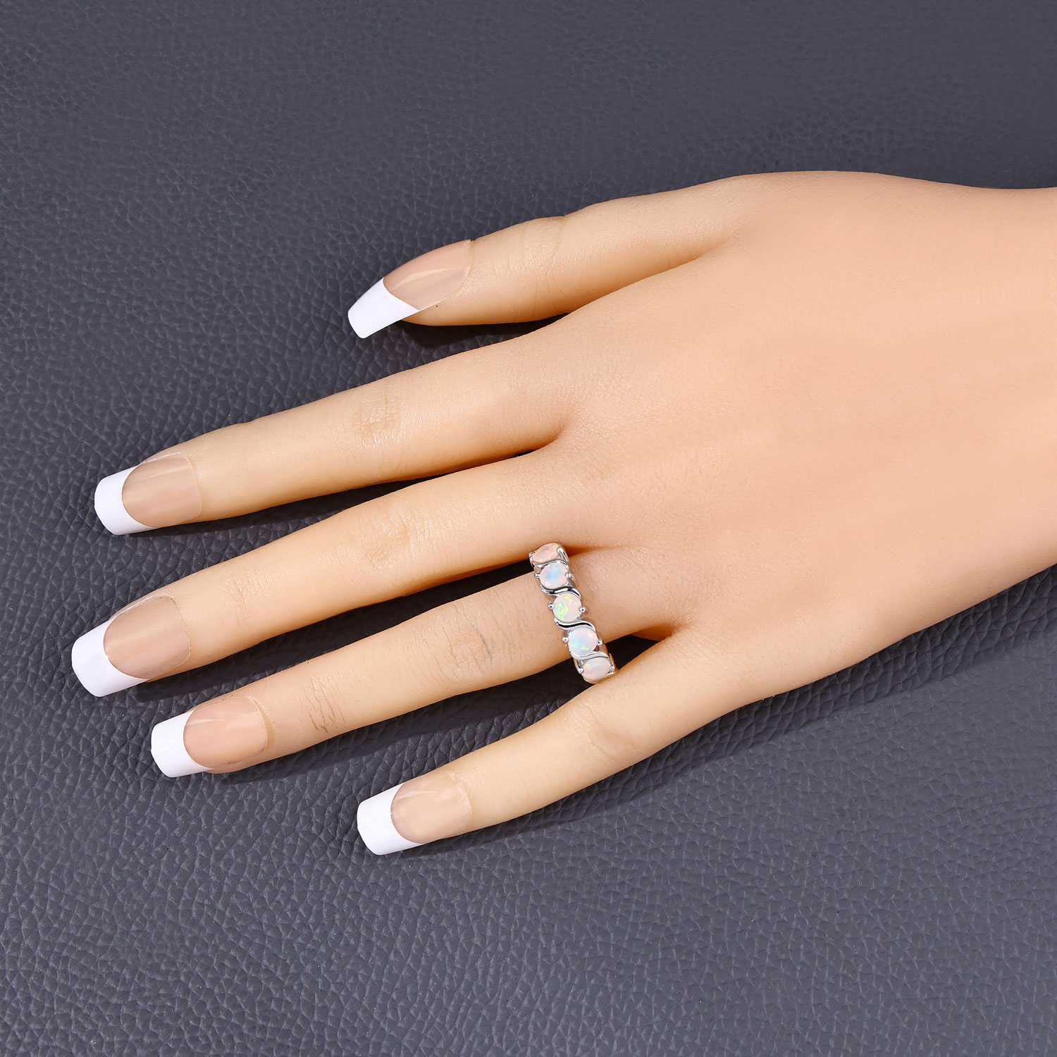 0.75 Carat Genuine Ethiopian Opal .925 Sterling Silver Ring