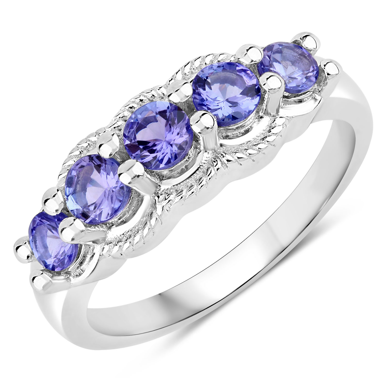 0.75 Carat Genuine Tanzanite .925 Sterling Silver Ring
