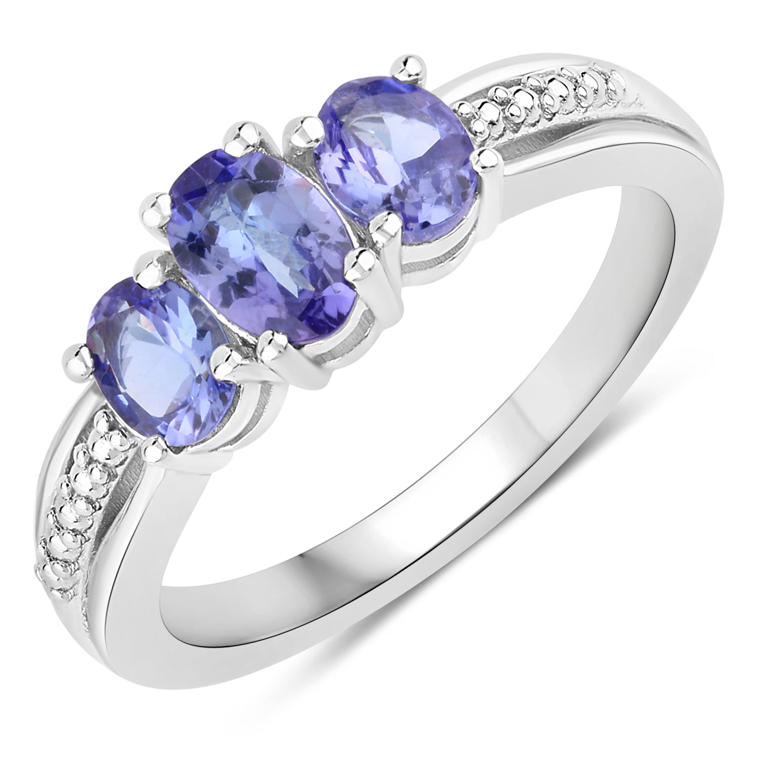 1.10 Carat Genuine Tanzanite .925 Sterling Silver Ring