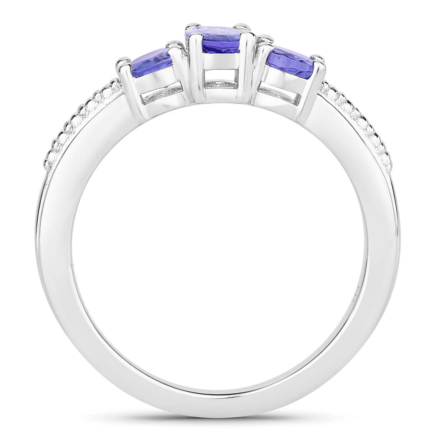 1.10 Carat Genuine Tanzanite .925 Sterling Silver Ring