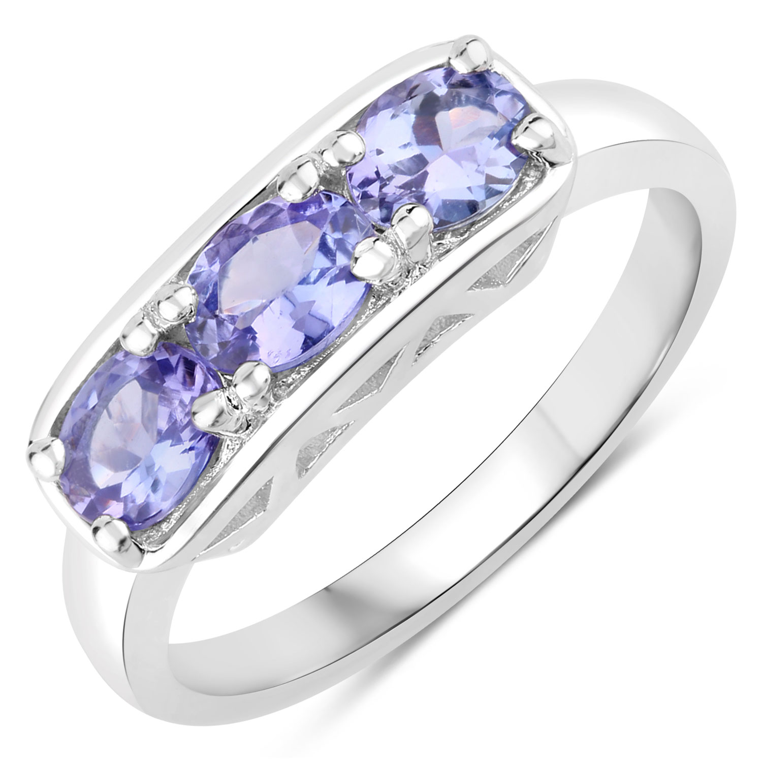 0.99 Carat Genuine Tanzanite .925 Sterling Silver Ring