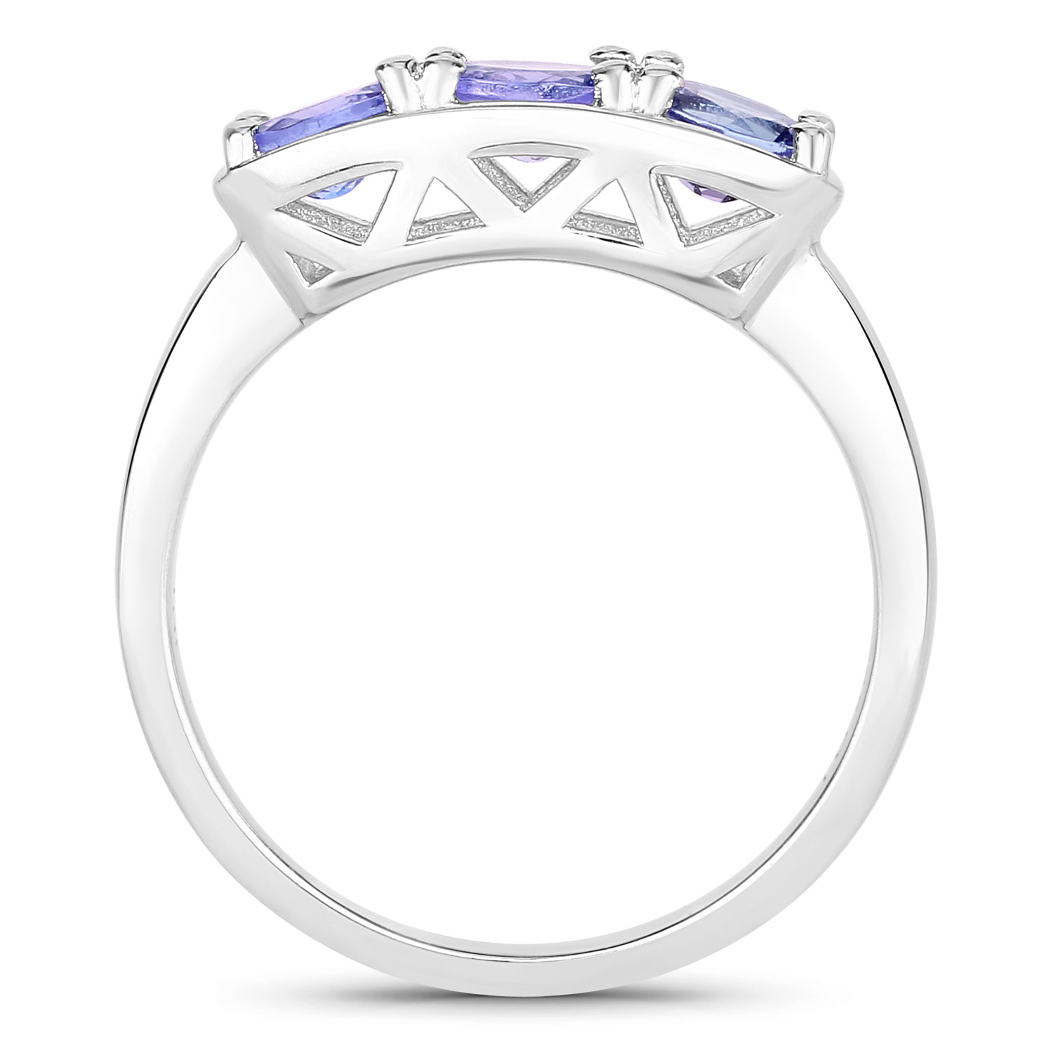 0.99 Carat Genuine Tanzanite .925 Sterling Silver Ring