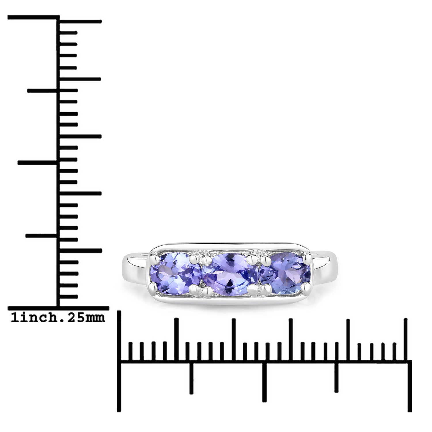 0.99 Carat Genuine Tanzanite .925 Sterling Silver Ring