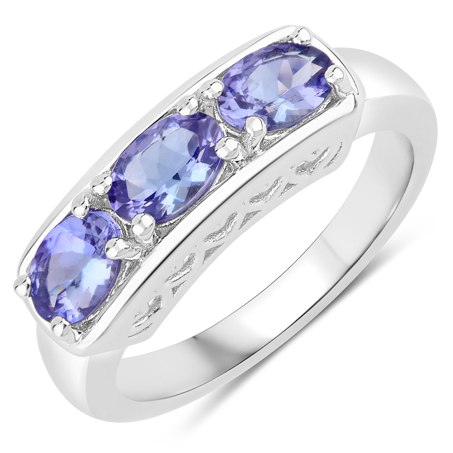 1.32 Carat Genuine Tanzanite .925 Sterling Silver Ring