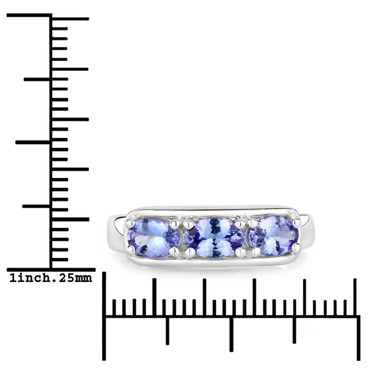 1.32 Carat Genuine Tanzanite .925 Sterling Silver Ring