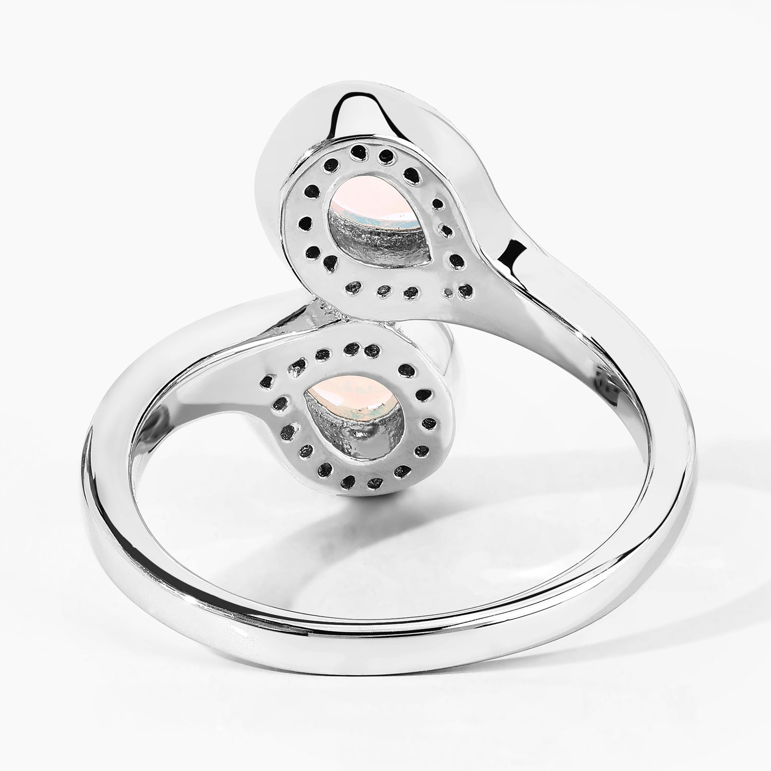 0.82 Carat Genuine Ethiopian Opal and Created White Sapphire .925 Sterling Silver Ring