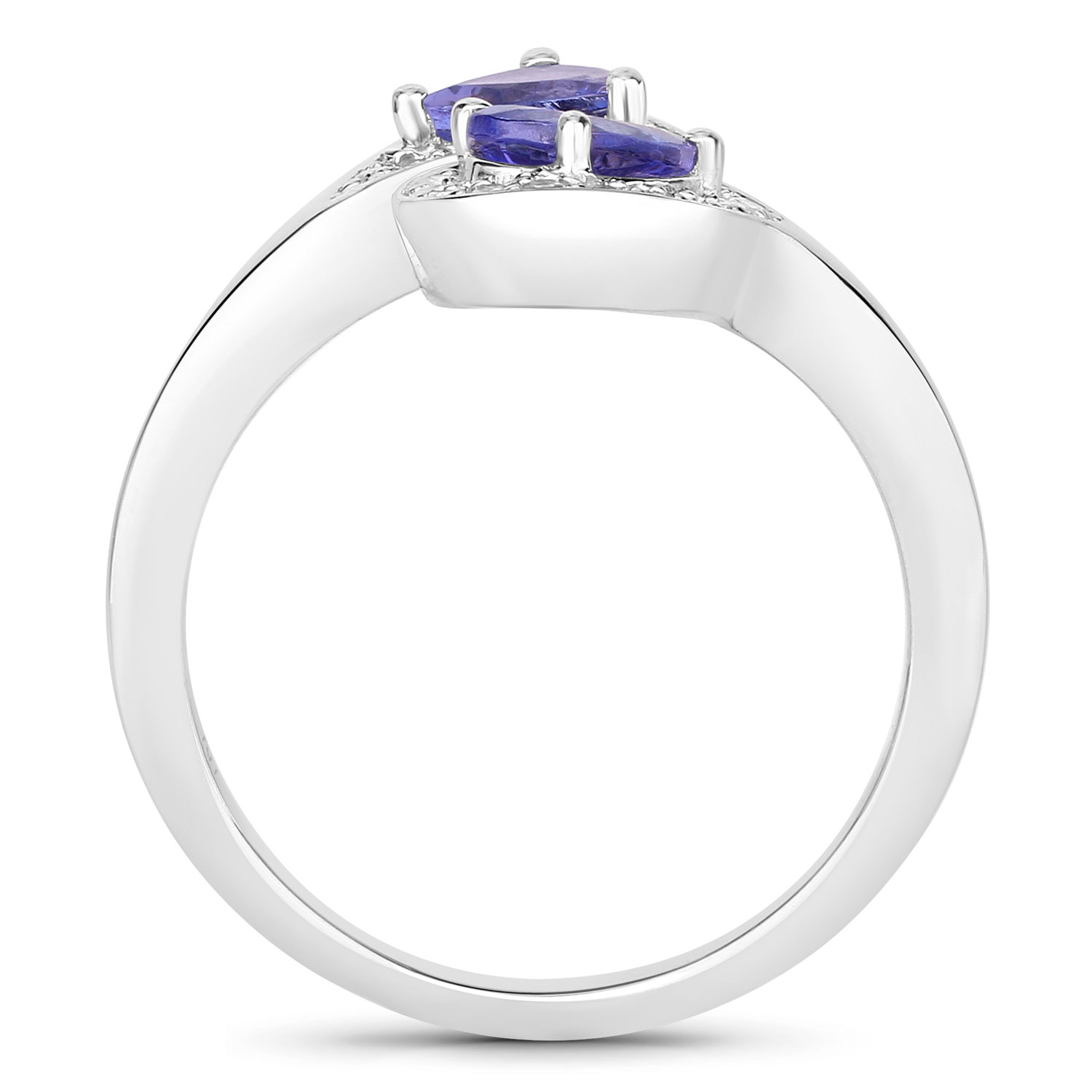 1.06 Carat Genuine Tanzanite and Created White Sapphire .925 Sterling Silver Ring