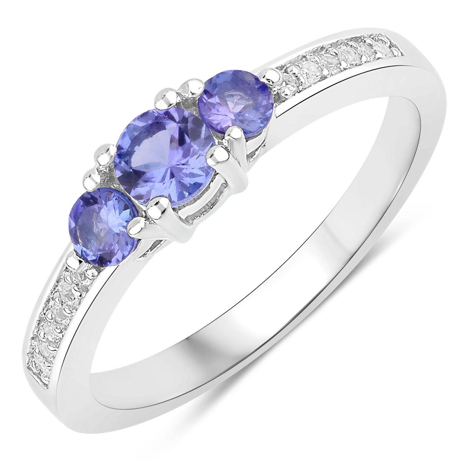 0.49 Carat Genuine Tanzanite .925 Sterling Silver Ring