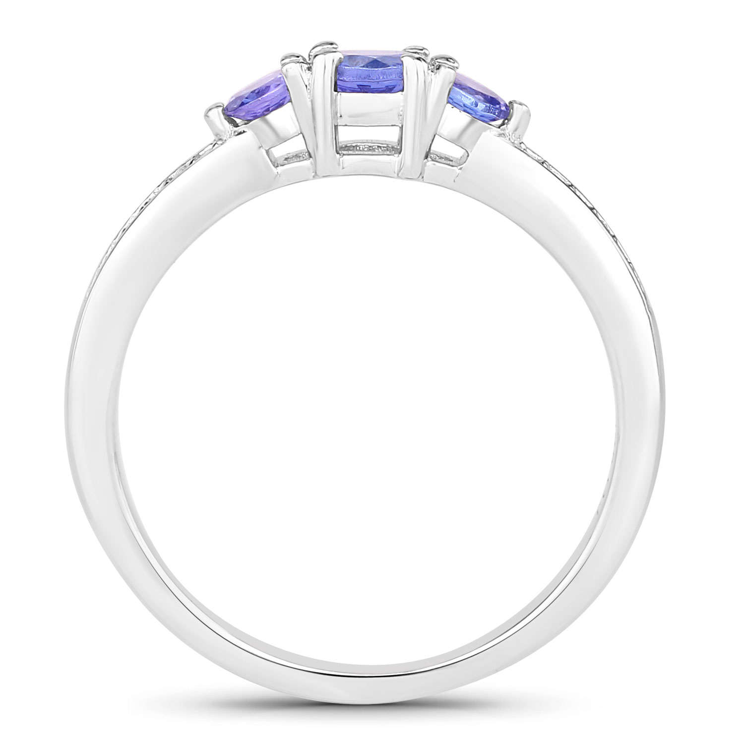 0.49 Carat Genuine Tanzanite .925 Sterling Silver Ring
