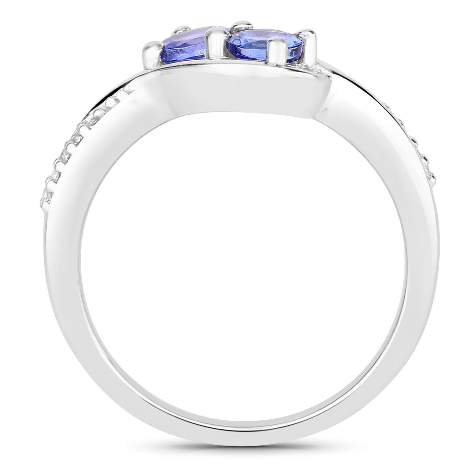 0.51 Carat Genuine Tanzanite and Created White Sapphire .925 Sterling Silver Ring