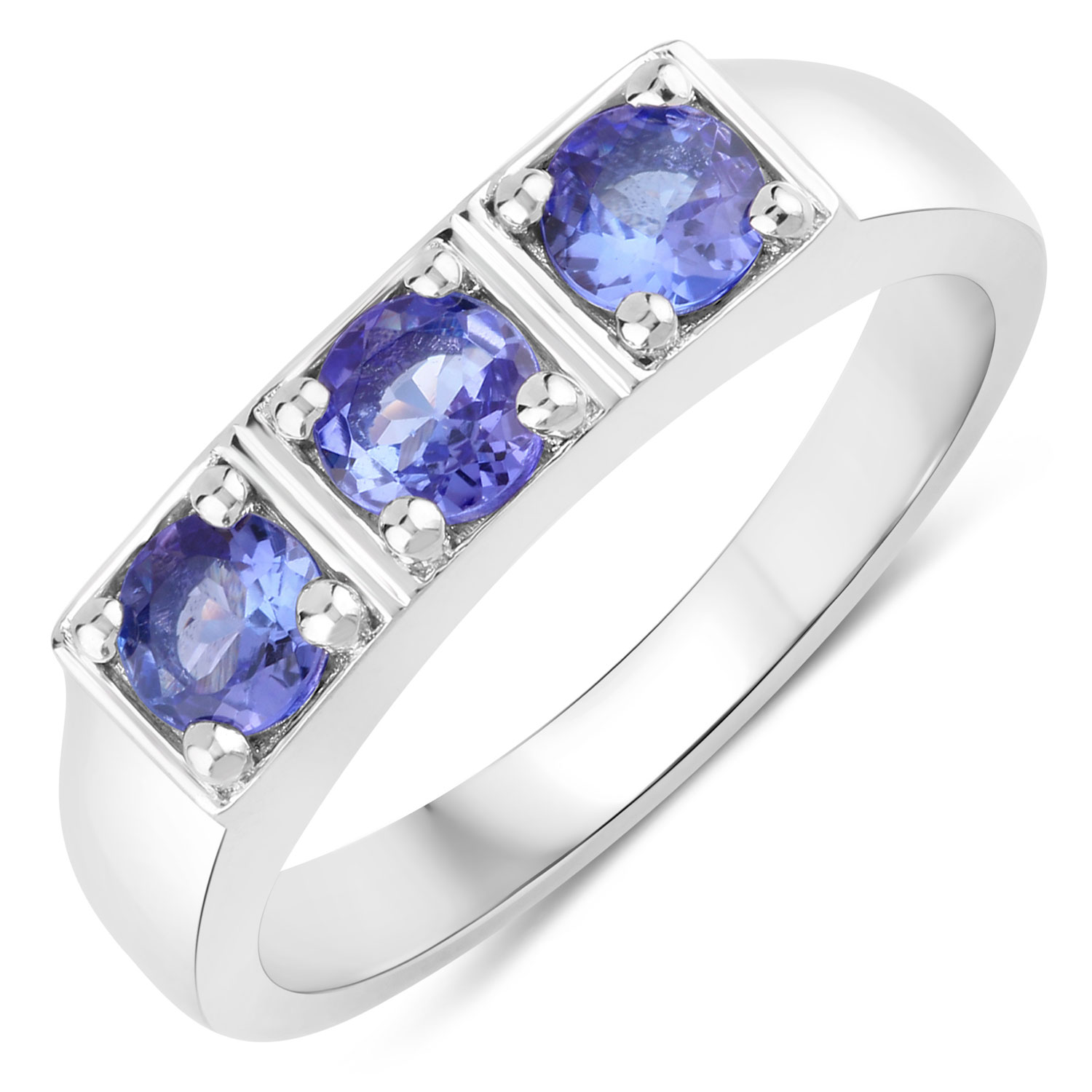 0.69 Carat Genuine Tanzanite .925 Sterling Silver Ring