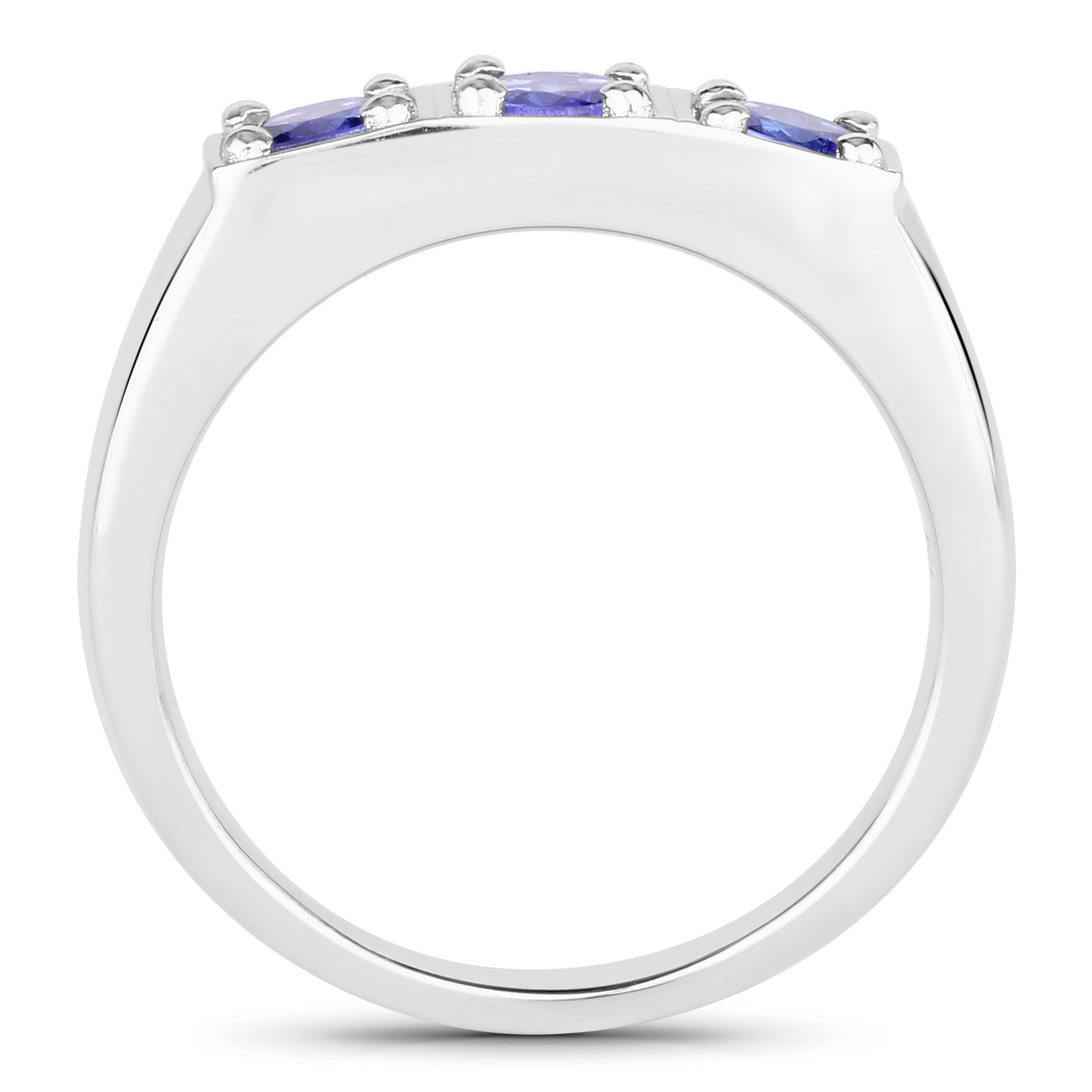 0.69 Carat Genuine Tanzanite .925 Sterling Silver Ring