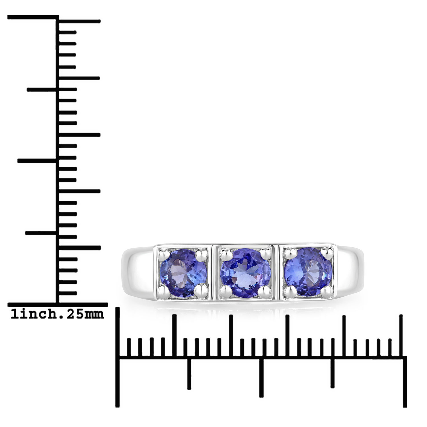 0.69 Carat Genuine Tanzanite .925 Sterling Silver Ring