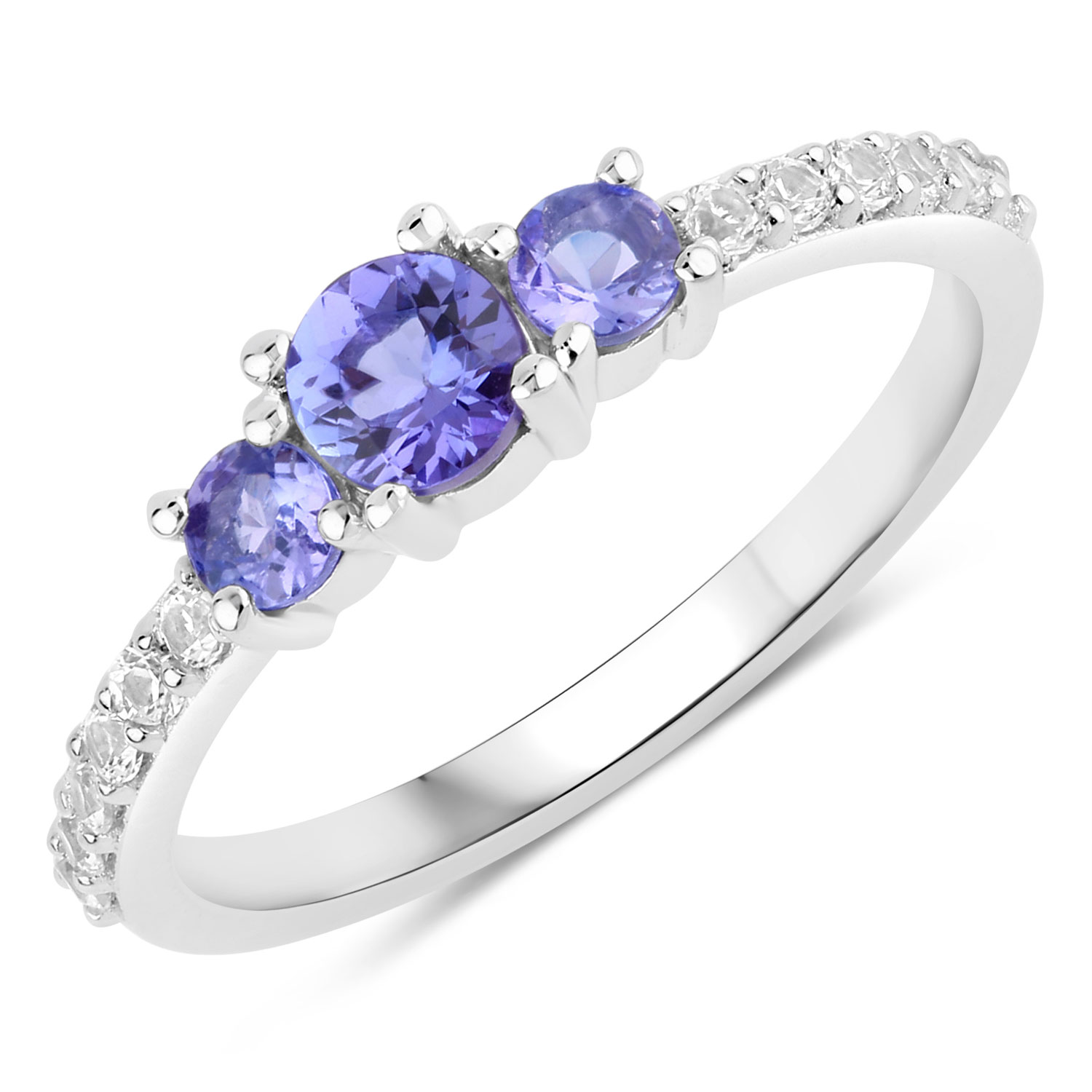 0.79 Carat Genuine Tanzanite .925 Sterling Silver Ring
