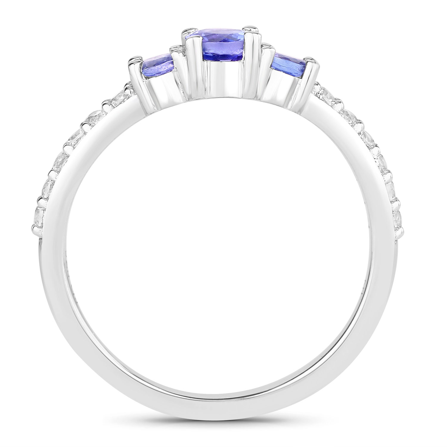 0.79 Carat Genuine Tanzanite .925 Sterling Silver Ring