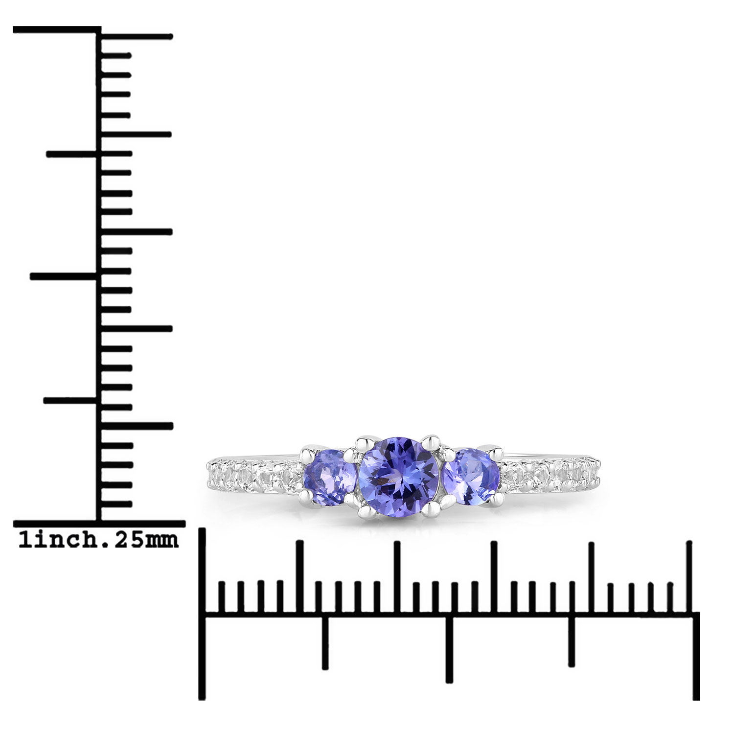0.79 Carat Genuine Tanzanite .925 Sterling Silver Ring