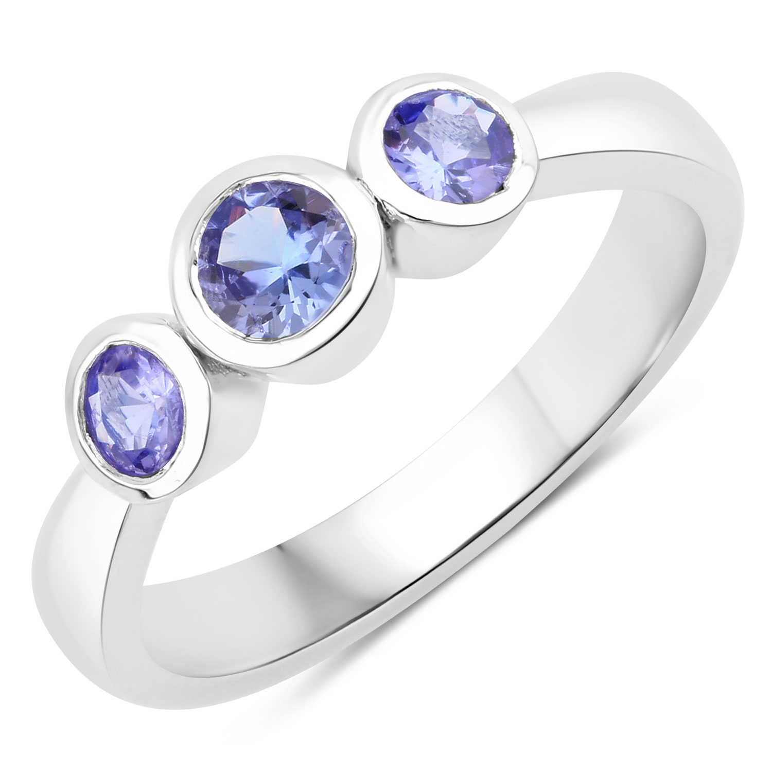 0.61 Carat Genuine Tanzanite .925 Sterling Silver Ring