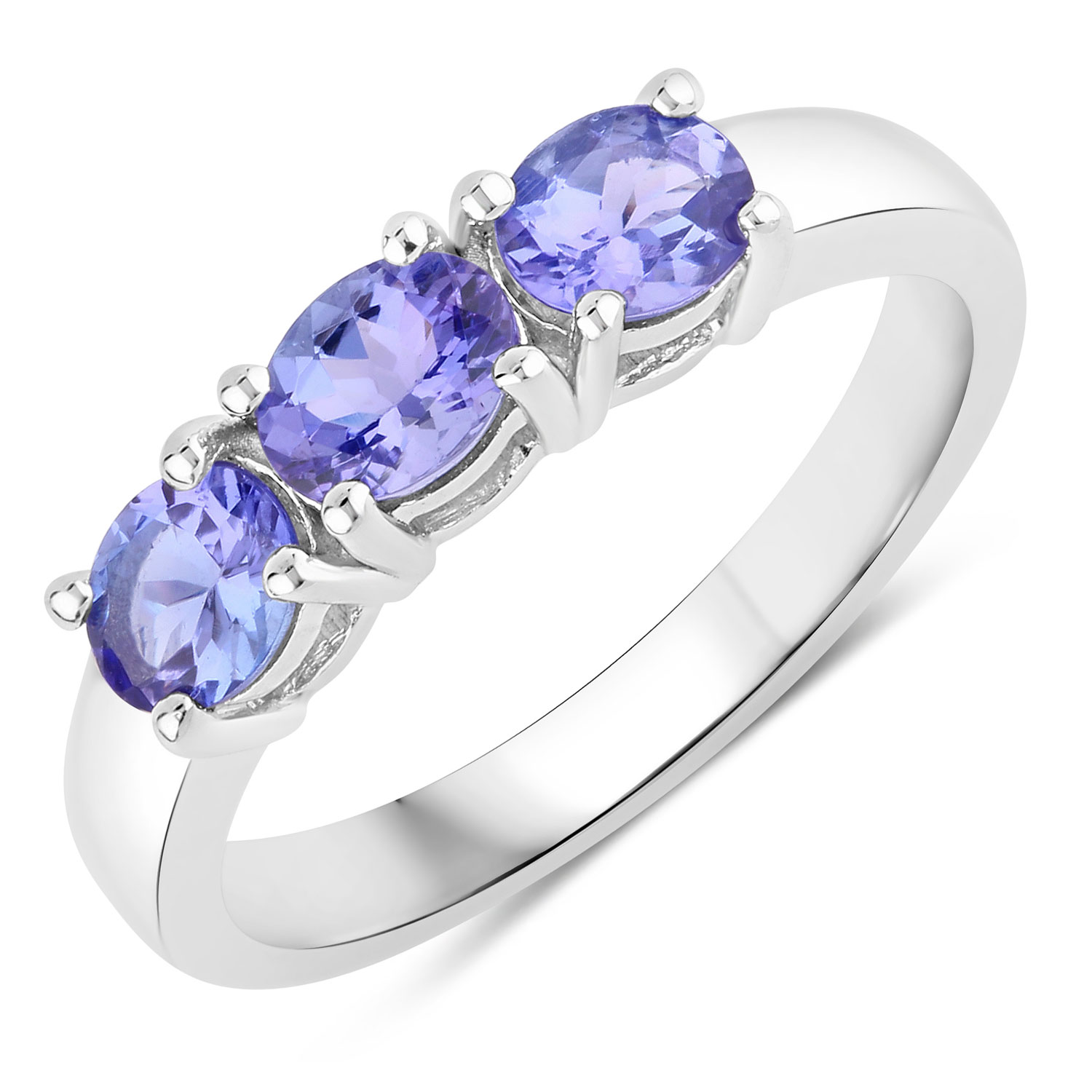 0.99 Carat Genuine Tanzanite .925 Sterling Silver Ring