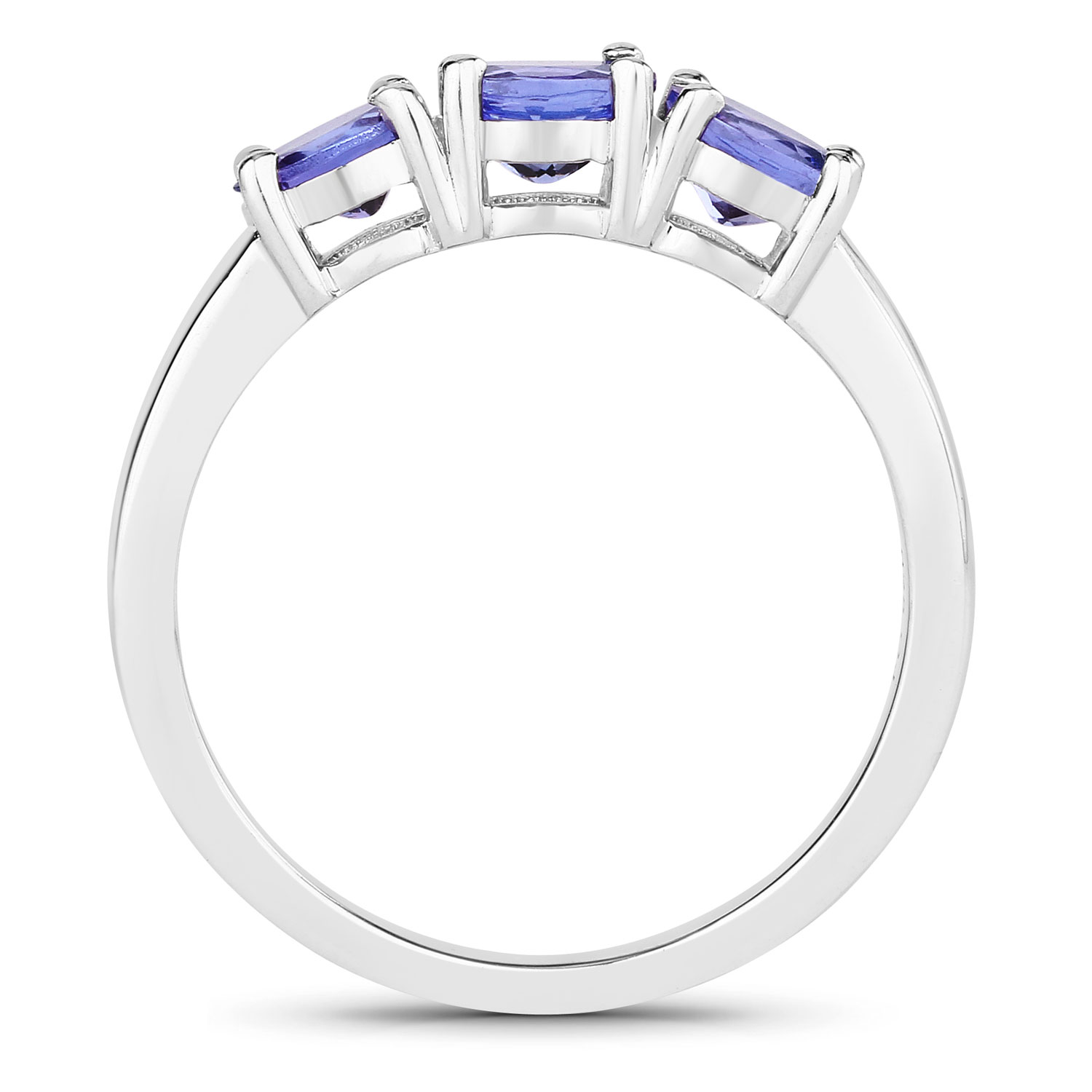 0.99 Carat Genuine Tanzanite .925 Sterling Silver Ring