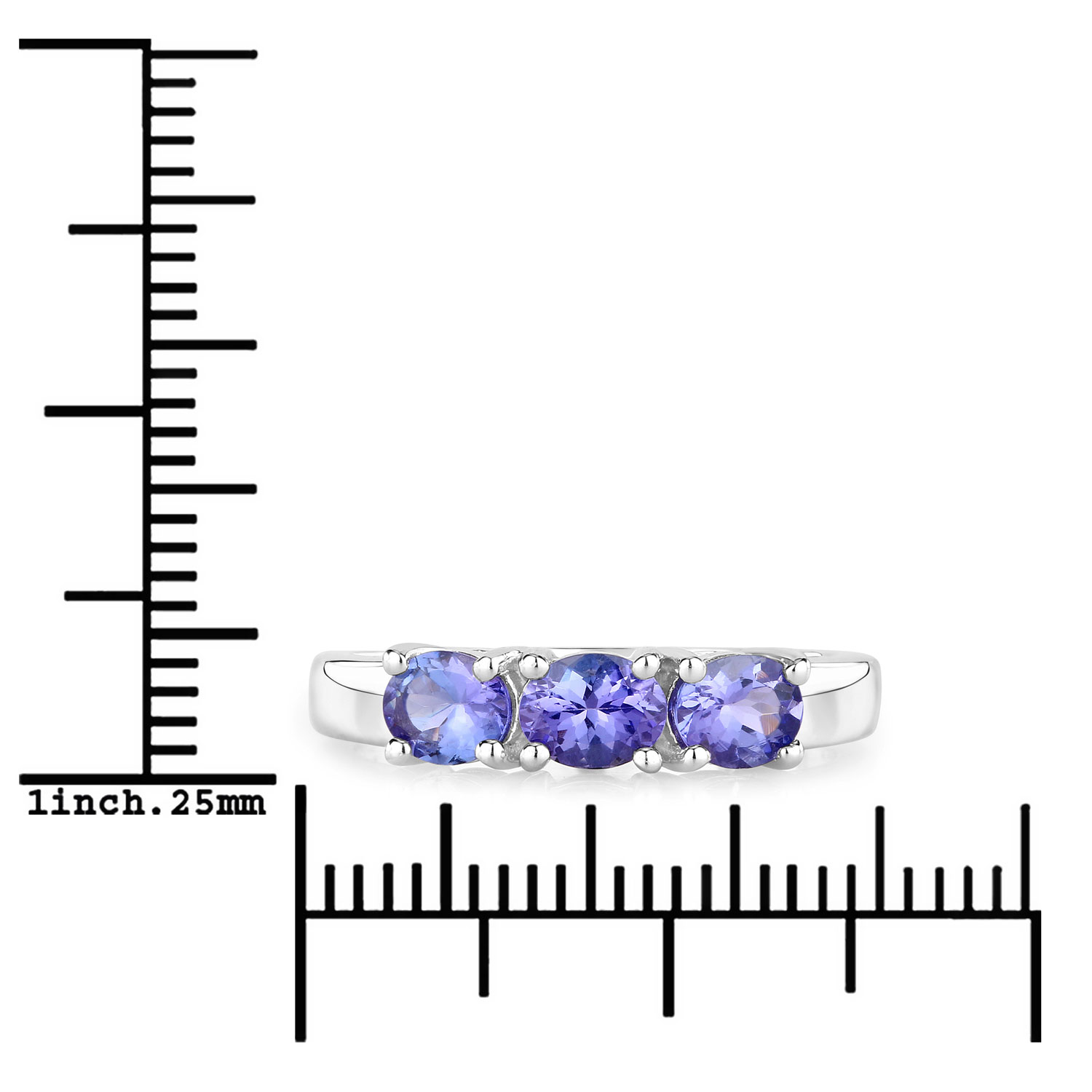 0.99 Carat Genuine Tanzanite .925 Sterling Silver Ring