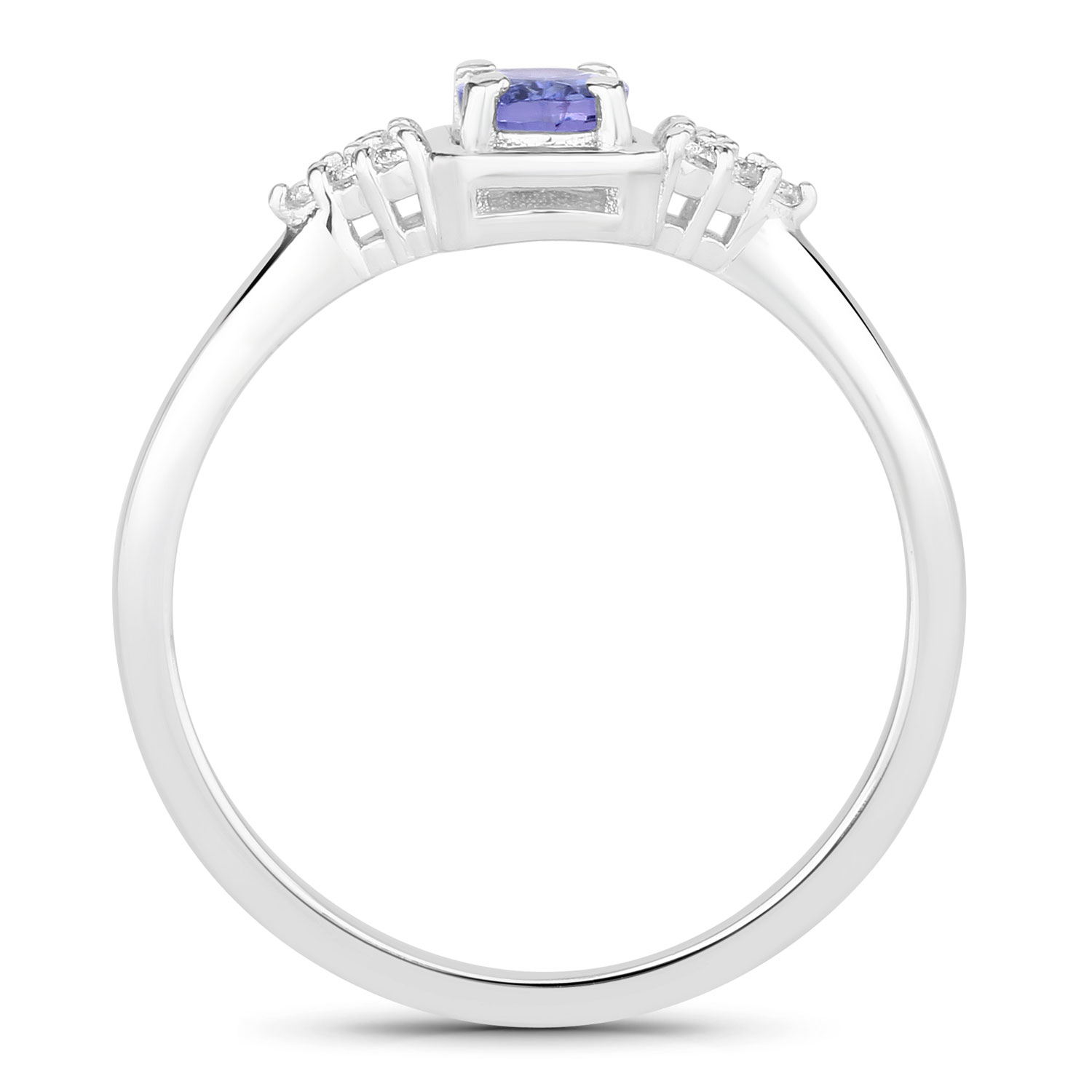 0.56 Carat Genuine Tanzanite and Created White Sapphire .925 Sterling Silver Ring