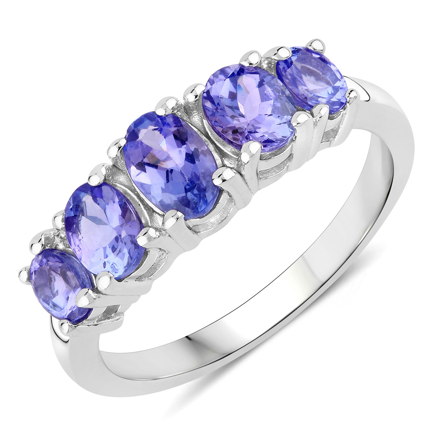 1.44 Carat Genuine Tanzanite .925 Sterling Silver Ring