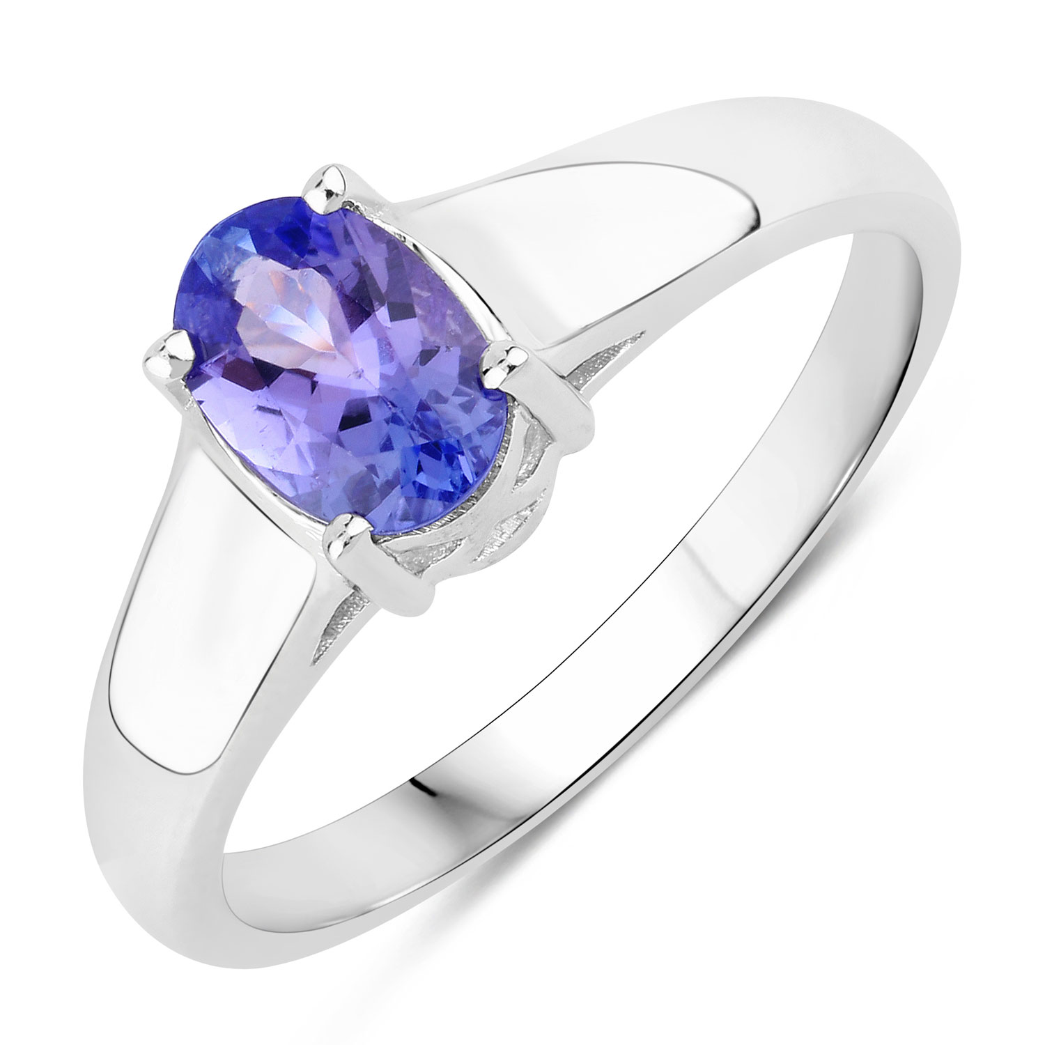 0.75 Carat Genuine Tanzanite .925 Sterling Silver Ring