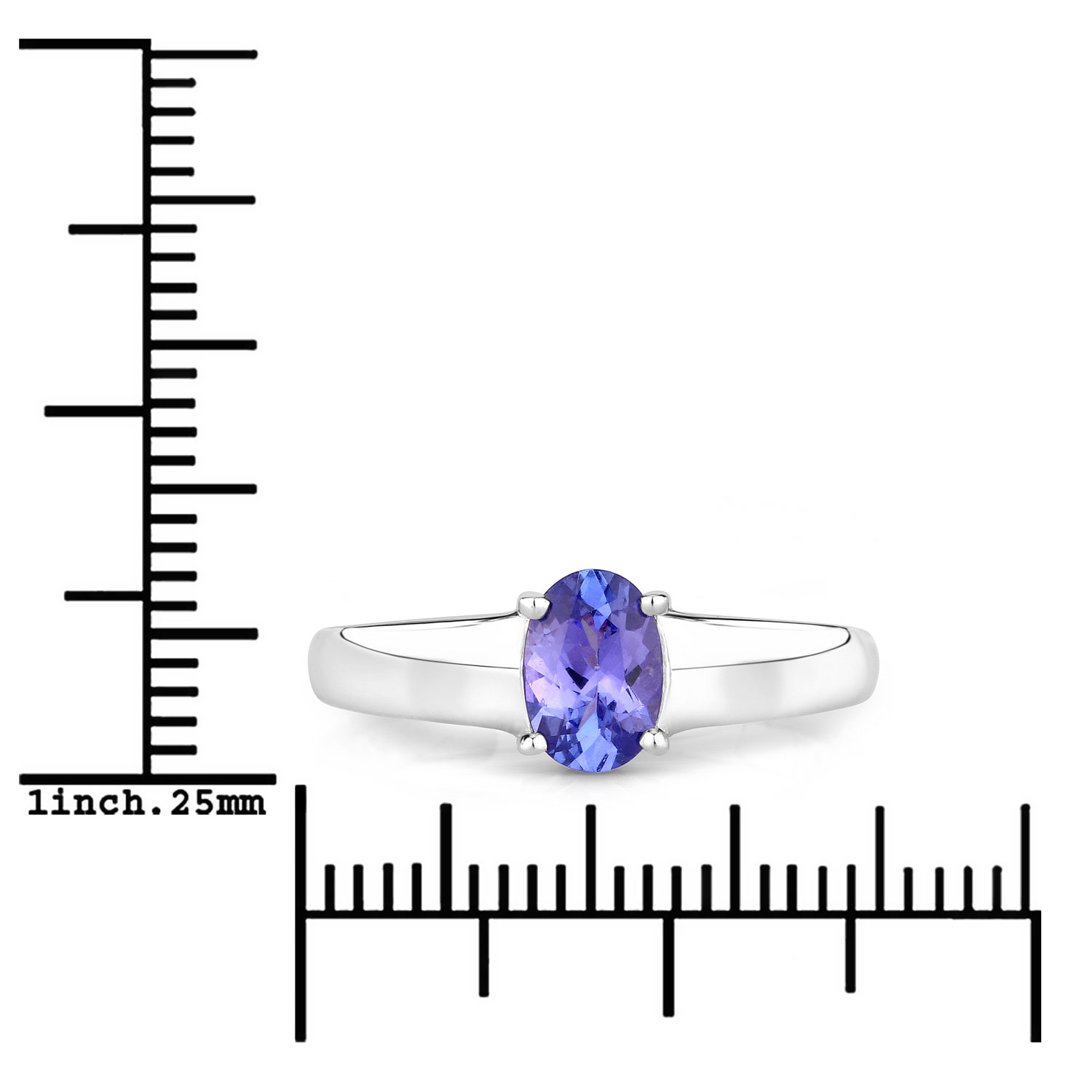 0.75 Carat Genuine Tanzanite .925 Sterling Silver Ring