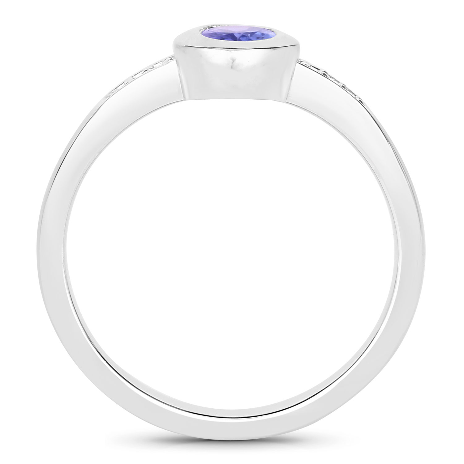 0.78 Carat Genuine Tanzanite and Created White Sapphire .925 Sterling Silver Ring