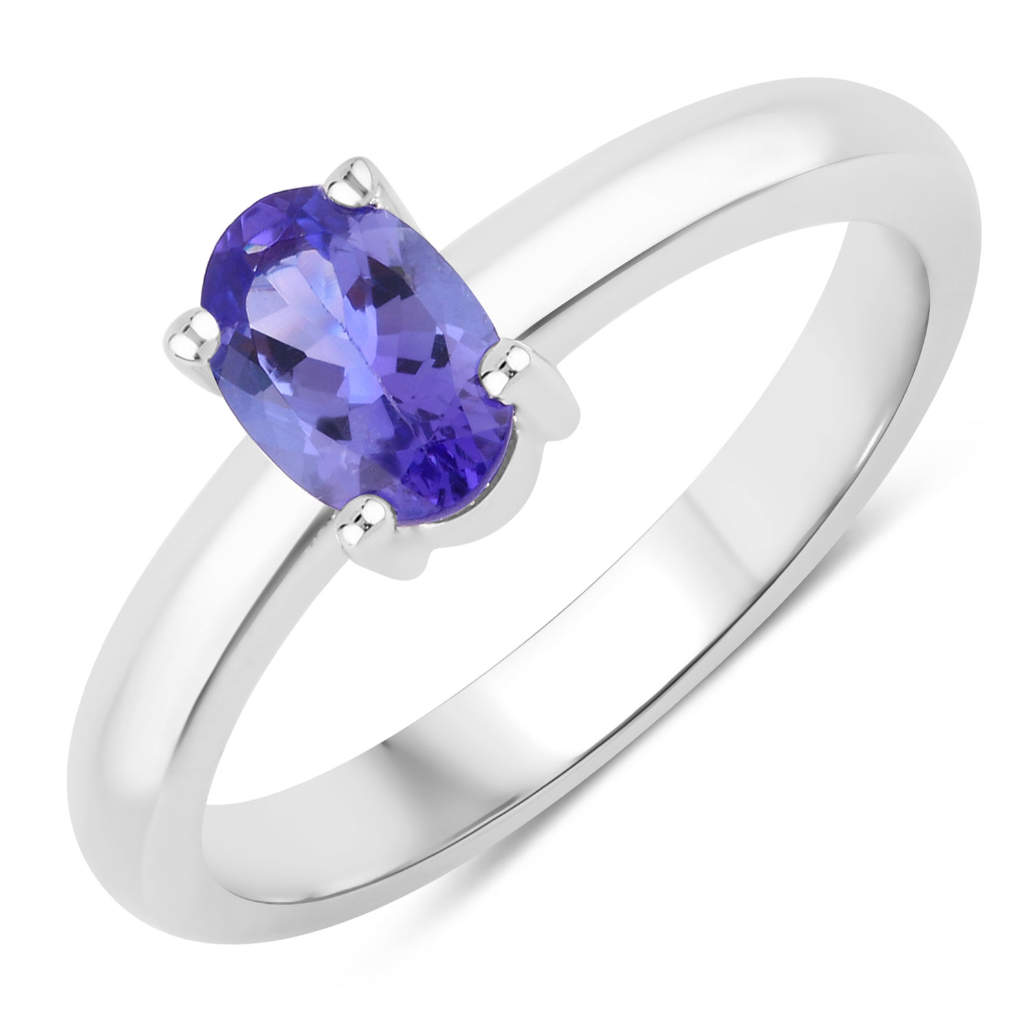0.75 Carat Genuine Tanzanite .925 Sterling Silver Ring