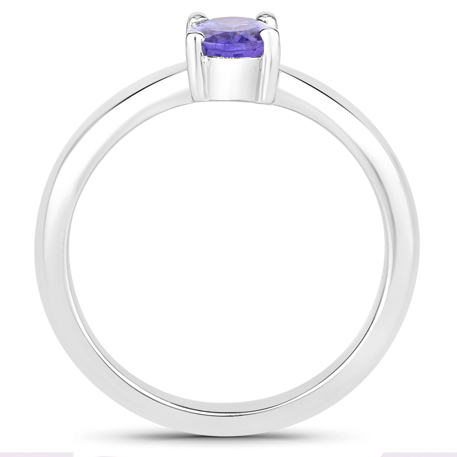 0.75 Carat Genuine Tanzanite .925 Sterling Silver Ring