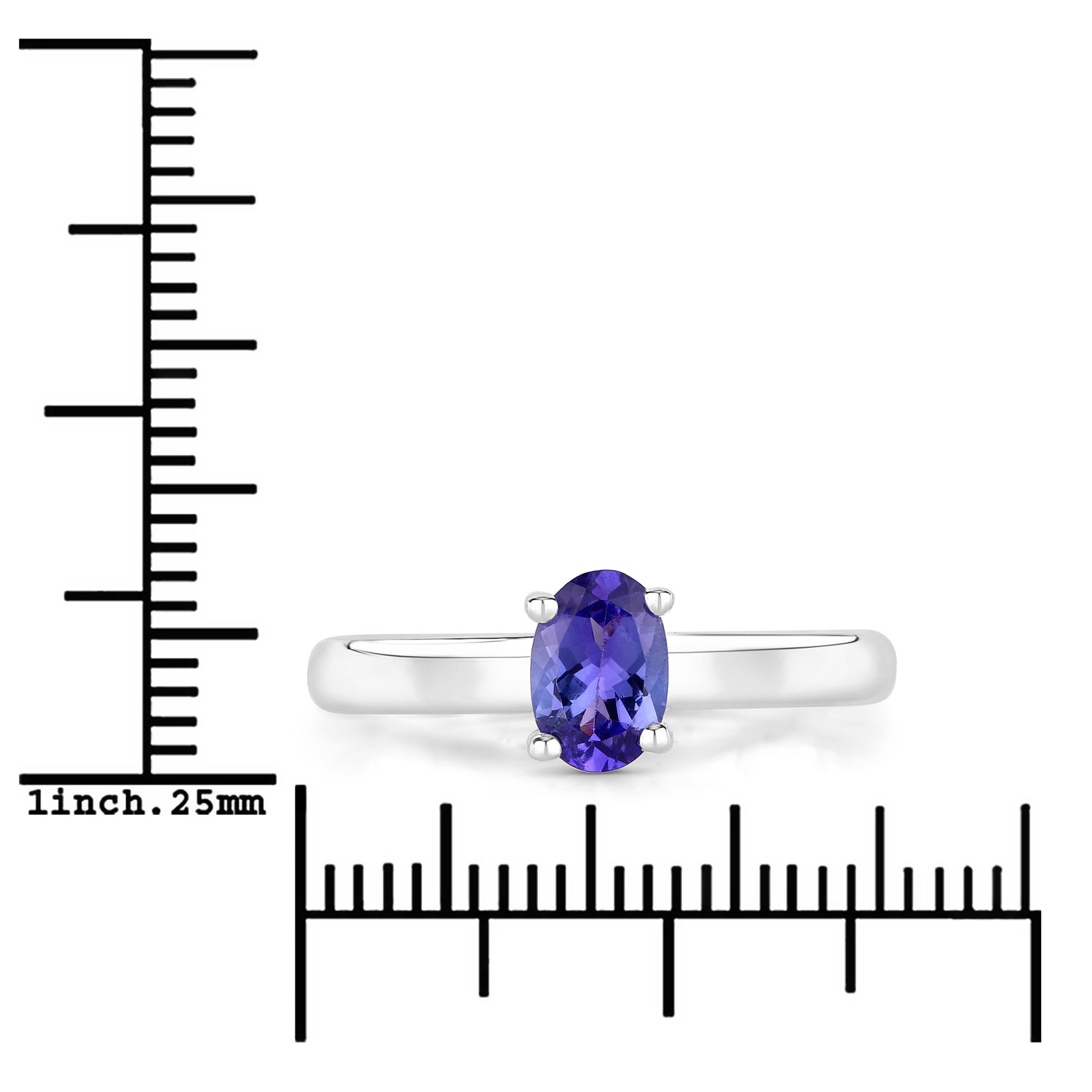 0.75 Carat Genuine Tanzanite .925 Sterling Silver Ring