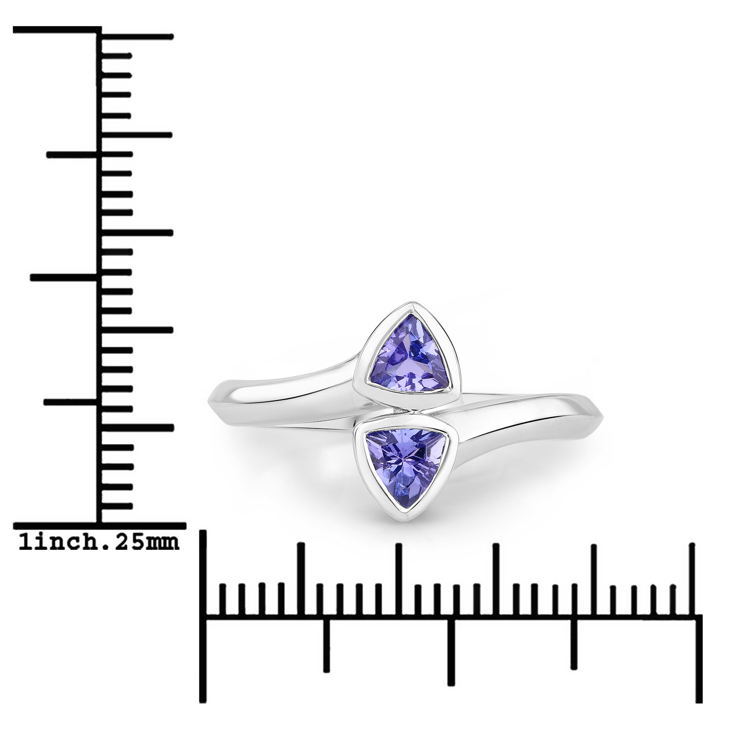 0.46 Carat Genuine Tanzanite .925 Sterling Silver Ring