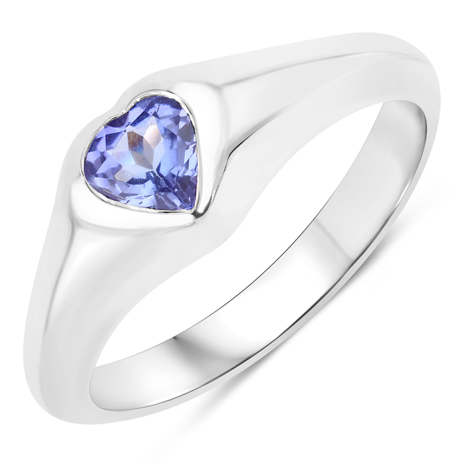 0.45 Carat Genuine Tanzanite .925 Sterling Silver Ring