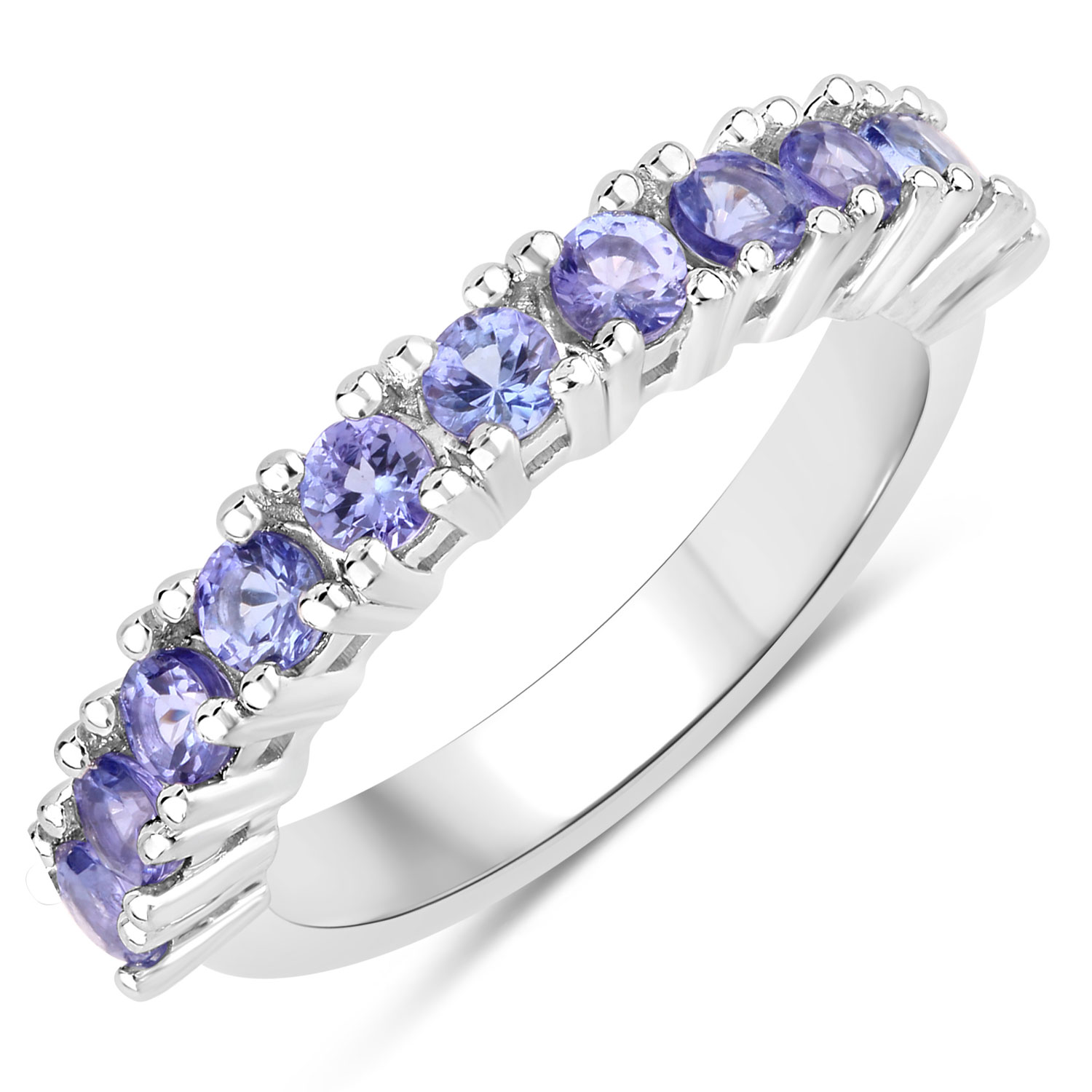 1.10 Carat Genuine Tanzanite .925 Sterling Silver Ring