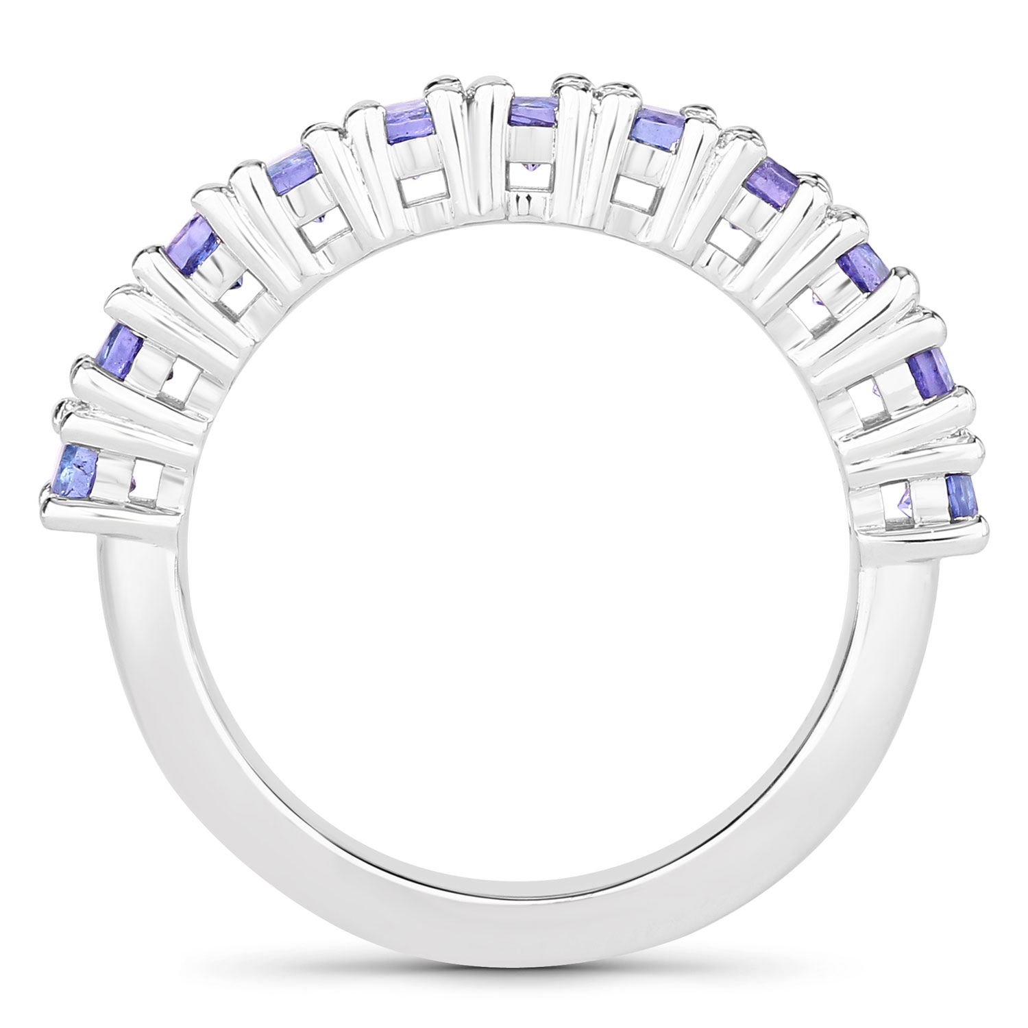 1.10 Carat Genuine Tanzanite .925 Sterling Silver Ring