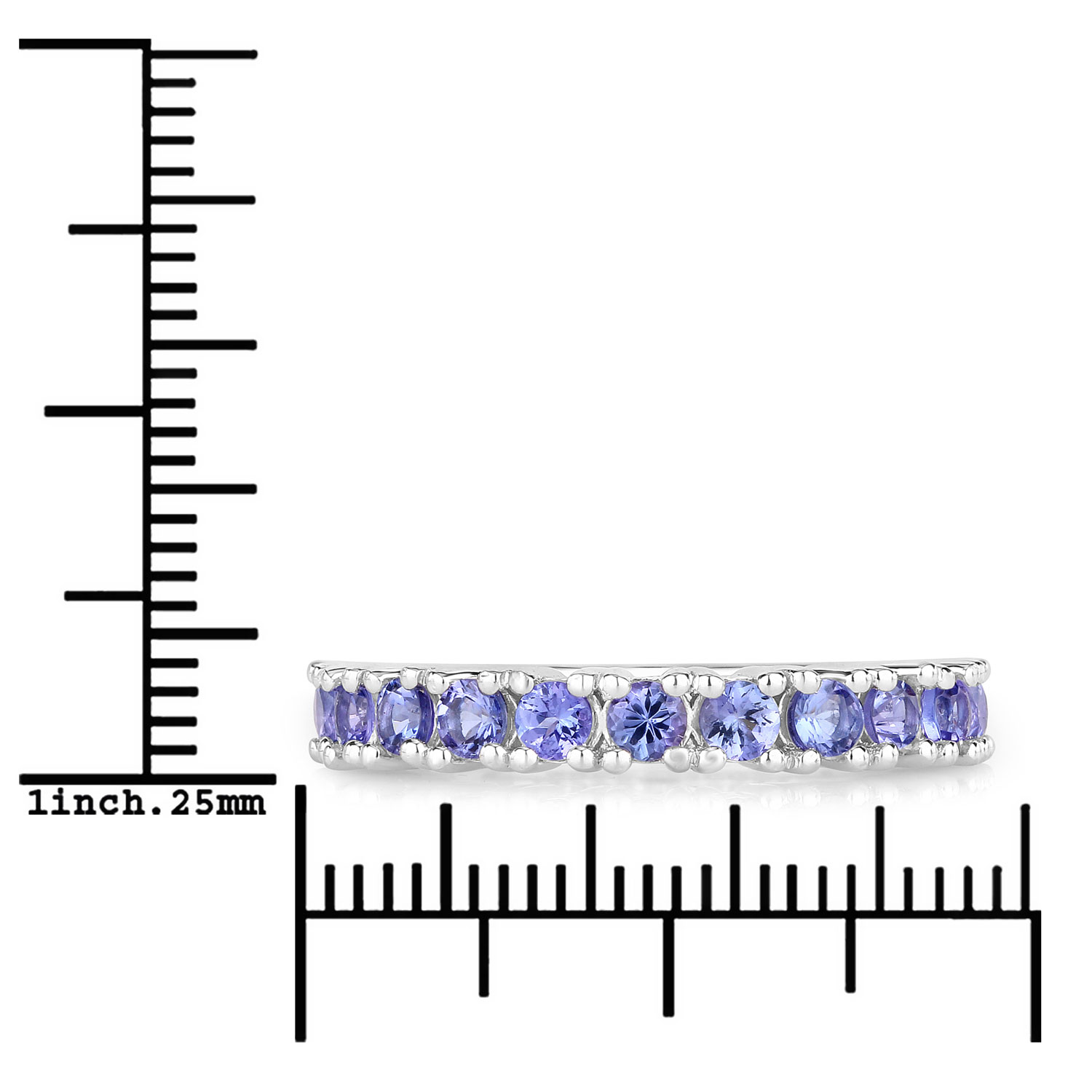 1.10 Carat Genuine Tanzanite .925 Sterling Silver Ring