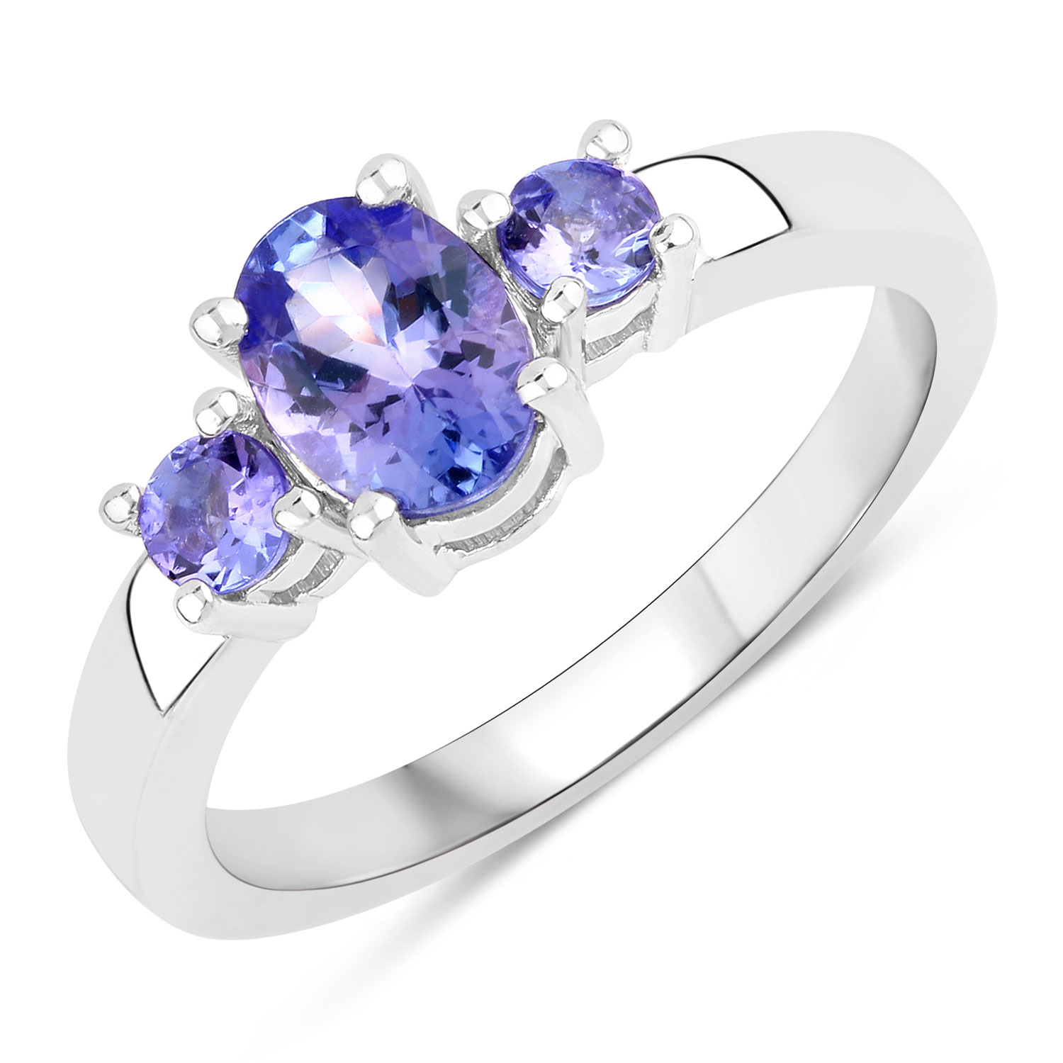 0.95 Carat Genuine Tanzanite .925 Sterling Silver Ring