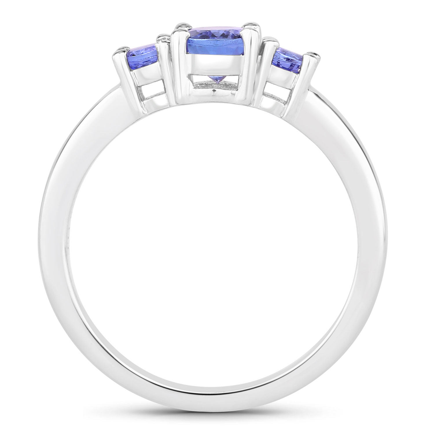 0.95 Carat Genuine Tanzanite .925 Sterling Silver Ring