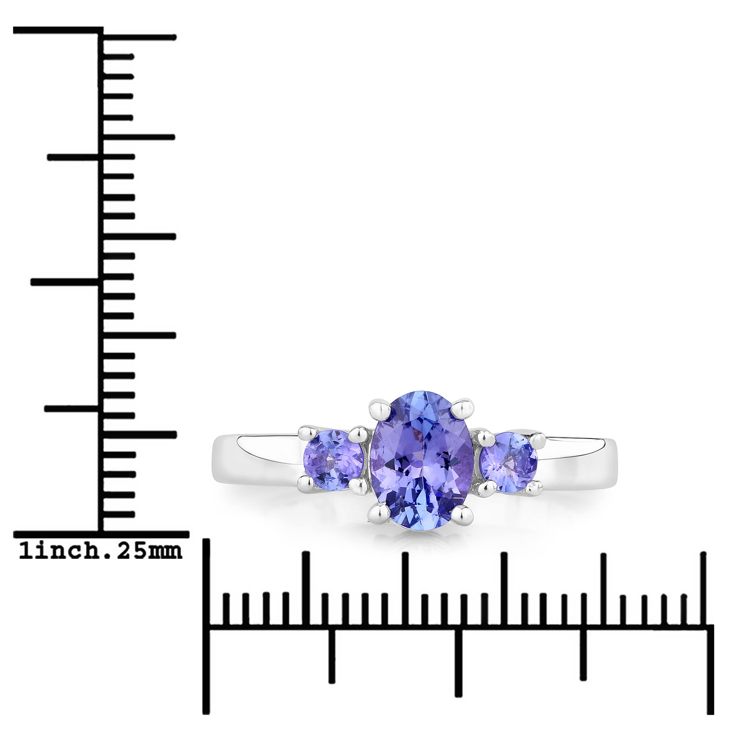 0.95 Carat Genuine Tanzanite .925 Sterling Silver Ring