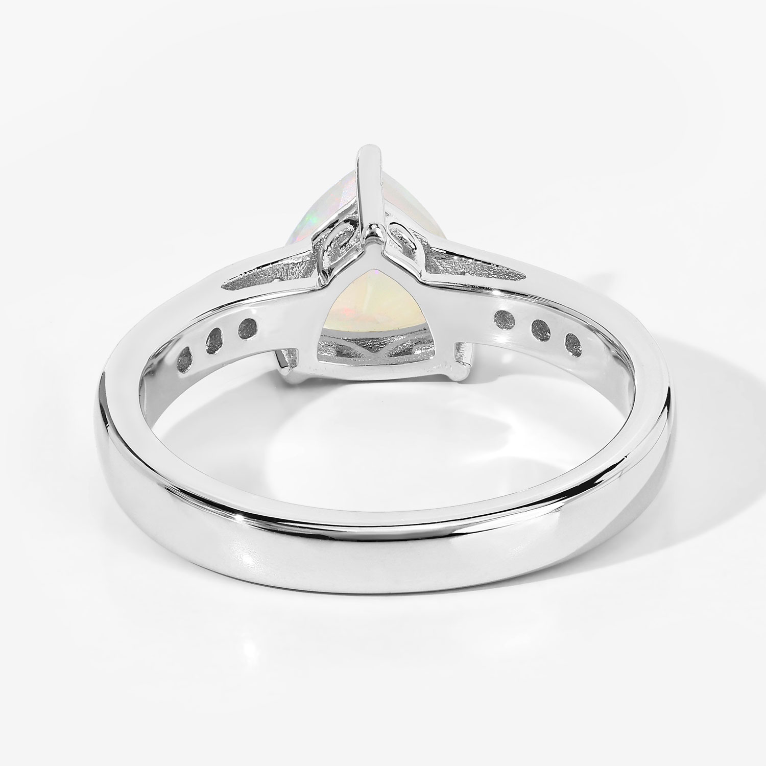 0.91 Carat Genuine Ethiopian Opal and Created White Sapphire .925 Sterling Silver Ring