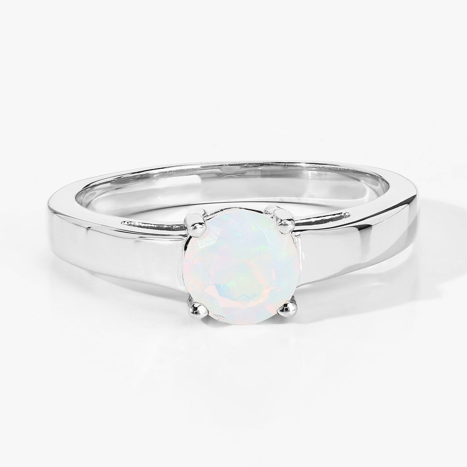 0.50 Carat Genuine Ethiopian Opal .925 Sterling Silver Ring